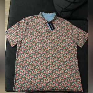 Good Good Golf Through The Green Polo Shirt Mens All Over Floral Print NEW